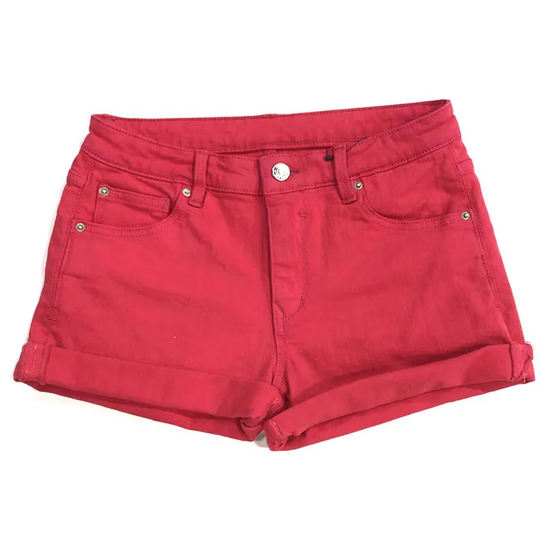 Осенне-зимняя женская джинсовая нарядная короткая эластичная джинсовая одежда с откатным дном, краситель, розовый, красный цвет, женские