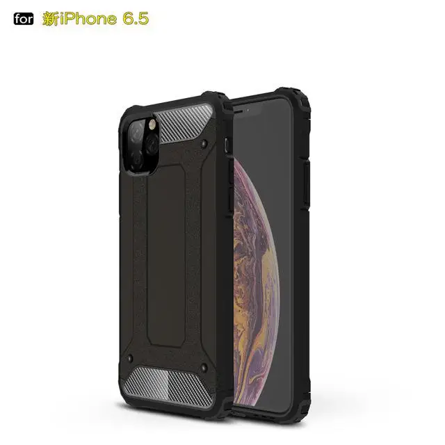 Для Iphone 11 Pro Max чехол для Iphone Xs Max Xr 7 8 6 6s Plus тяжелый армированный тонкий жесткий резиновый жесткий силиконовый чехол s - Цвет: Черный
