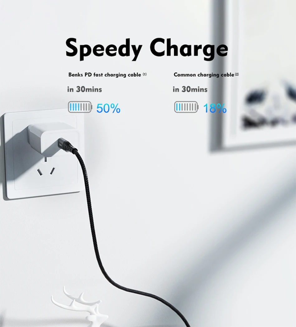 Benks M11 MFi PD Fast Charging Cable For iPhone XS 11 Pro MAX X XR 8 Plus Type USB C to Lightning Phone Cable Nylon Charger Cord (5)