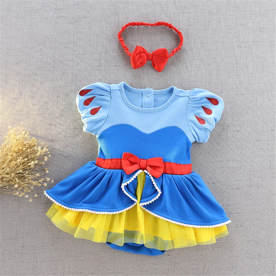 MYRISAM Christmas Costumes for Baby Toddler Girls Snow White Mermaid Princess Birthday Bodysuit Romper Tutu Dress w/Headband 