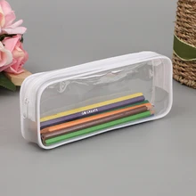 Sac à crayons transparent en PVC, trousse à cosmétiques, grande capacité avec fermeture éclair, rangement de papeterie cosmétique, pratique pour les étudiants