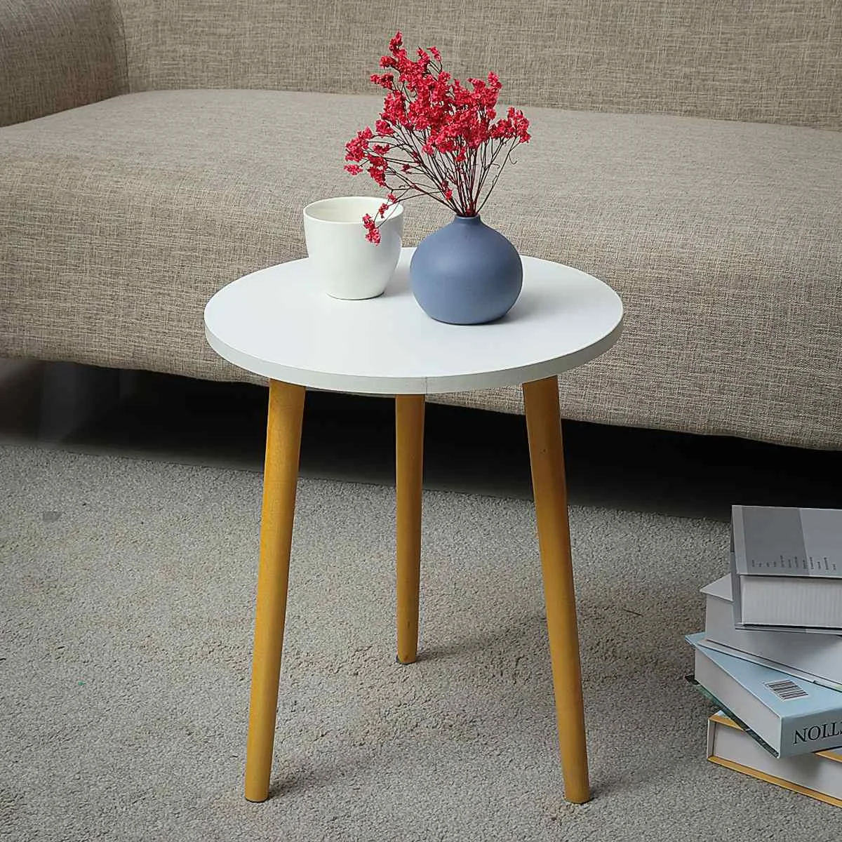 

Modern Wood Coffee Table Nordic Convenient Sofa Circular Practical Natural Tea Side Table Living Room Decoration Home Furniture