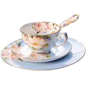 

Nordic Coffee Cup Free Shipping European Style Royal Bone China Espresso Cups Set Tazza Colazione Cup and Saucer Set AB50BD