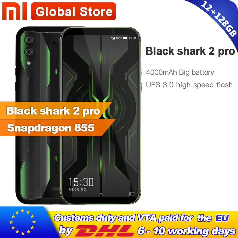 Xiaomi Black Shark 2 Pro оригинальный Snapdragon 855 Plus Восьмиядерный 12 Гб ОЗУ 128 ПЗУ игровой
