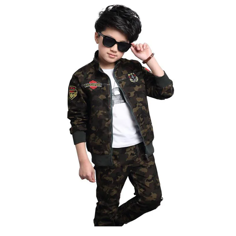 Спортивные костюмы для подростков Осенний комплект Камуфляжная хлопковая