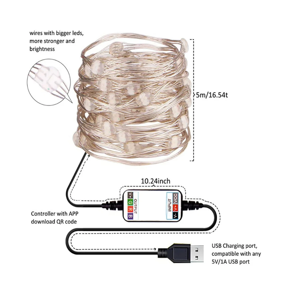 Konesky Новый USB LED медный провод гирлянда огни Рождественская елка украшения