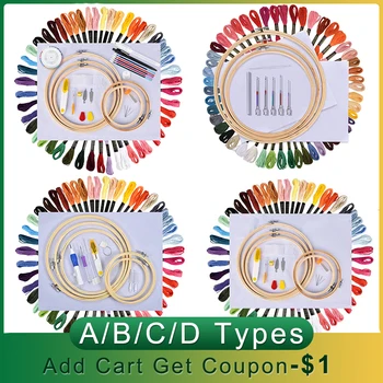 

50 Colors Embroidery Skeins Sewing Kit Embroidery Cross Stitch Needle Tool DIY Knitting Stitching Sewing Sets