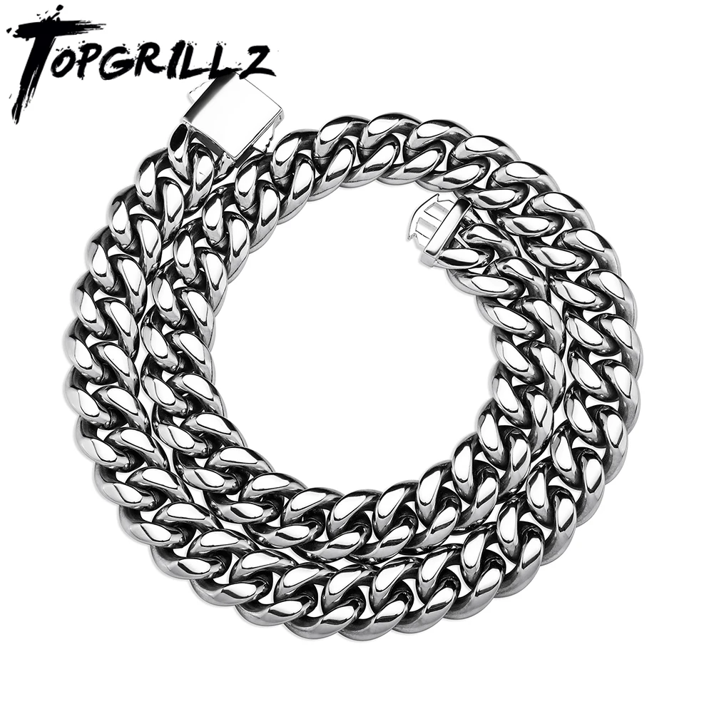 TOPGRILLZ 14 мм кубинская цепочка из нержавеющей стали ожерелье в стиле хип-хоп
