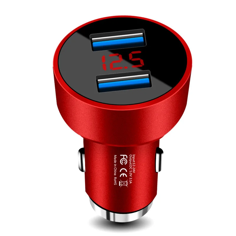 

Car Mounted Charger Cellphone Car Charger Double USB Flash Fast-Charging Car Smart Cigarette Lighter Plug One plus Two Metal Bod