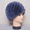 Fashion Women's Cap Real Rex Rabbit Fur Winter Fur Hat For Women Russian Real Fur Knitted Cap Headgear Winter Warm Beanie Hats 2