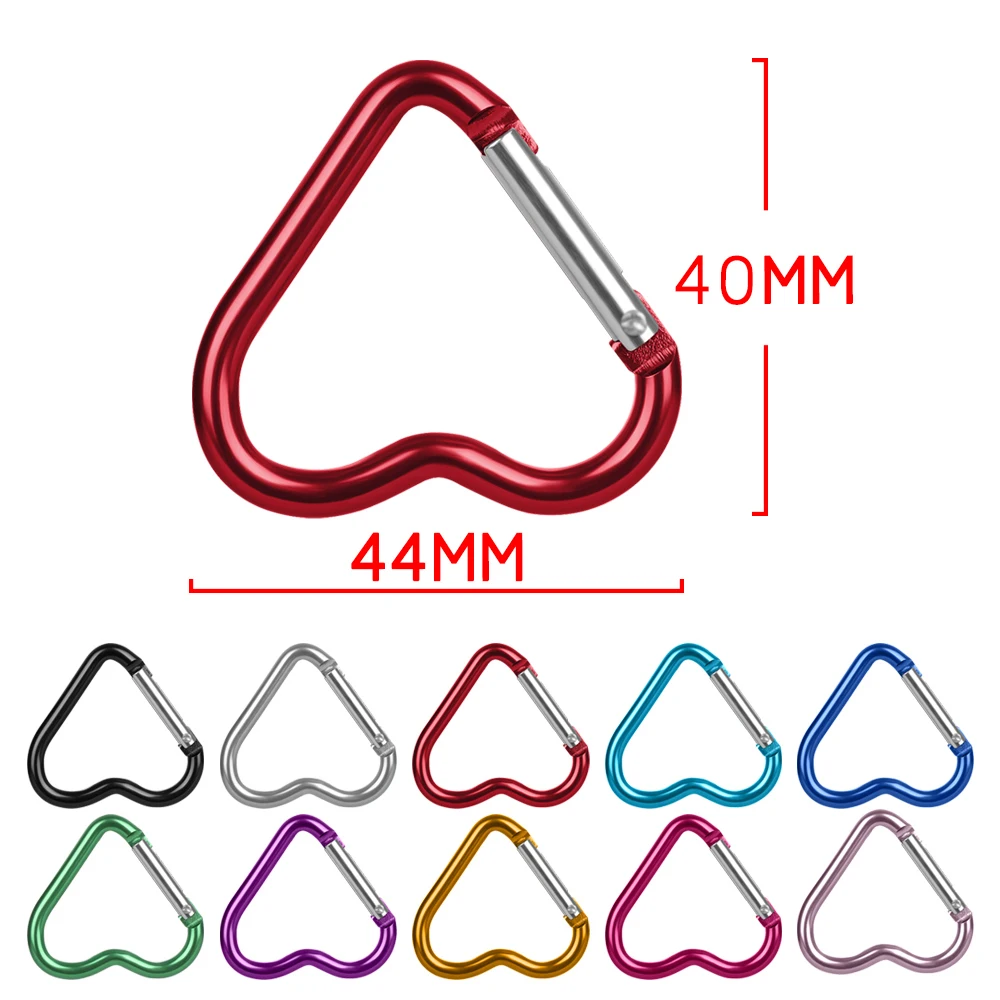 3pcs/set Heart-shaped Aluminum Carabiner Key Chain Clip Outdoor Keyring Hook Water Bottle Hanging Buckle Travel Kit Accessories 6
