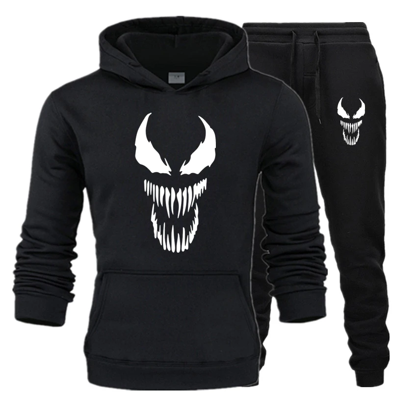 Мужской комплект Venom, новинка, комплекты с капюшоном, модная брендовая одежда, толстовки+ штаны, комплект спортивной одежды, спортивный костюм, мужская толстовка с капюшоном, осенние мужские комплекты