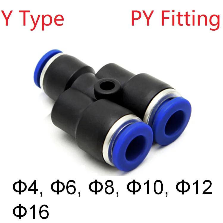 Воздушный Пневматический трубный фитинг OD 4 мм 6 8 10 12 16 Y типа PY пластиковый