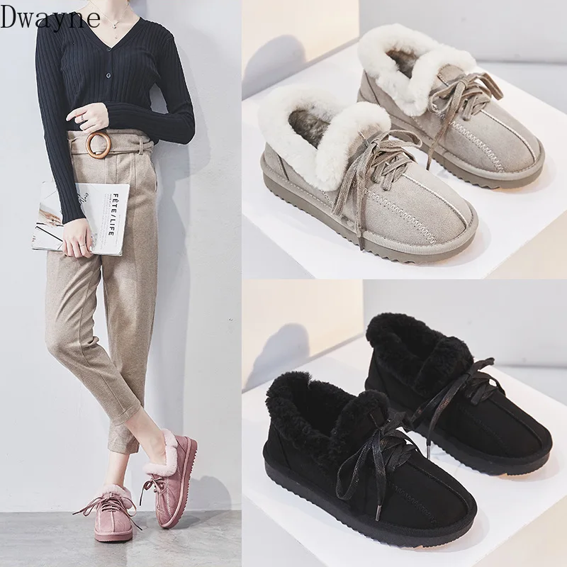 Женские теплые ботинки простые однотонные повседневные на толстой подошве