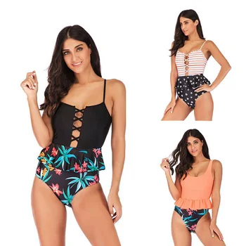 

Ladies sexy one-piece swimsuit women's high waist swimsuit women's one-piece swimsuit swimsuit small size swimsuit Monokini 2019
