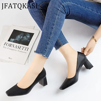 

Women High Heels Sexy Summer Hundred Match Single Party Shoes Square Heel Net Red Style Ladies Pumps Fashion Brand Working Shoes