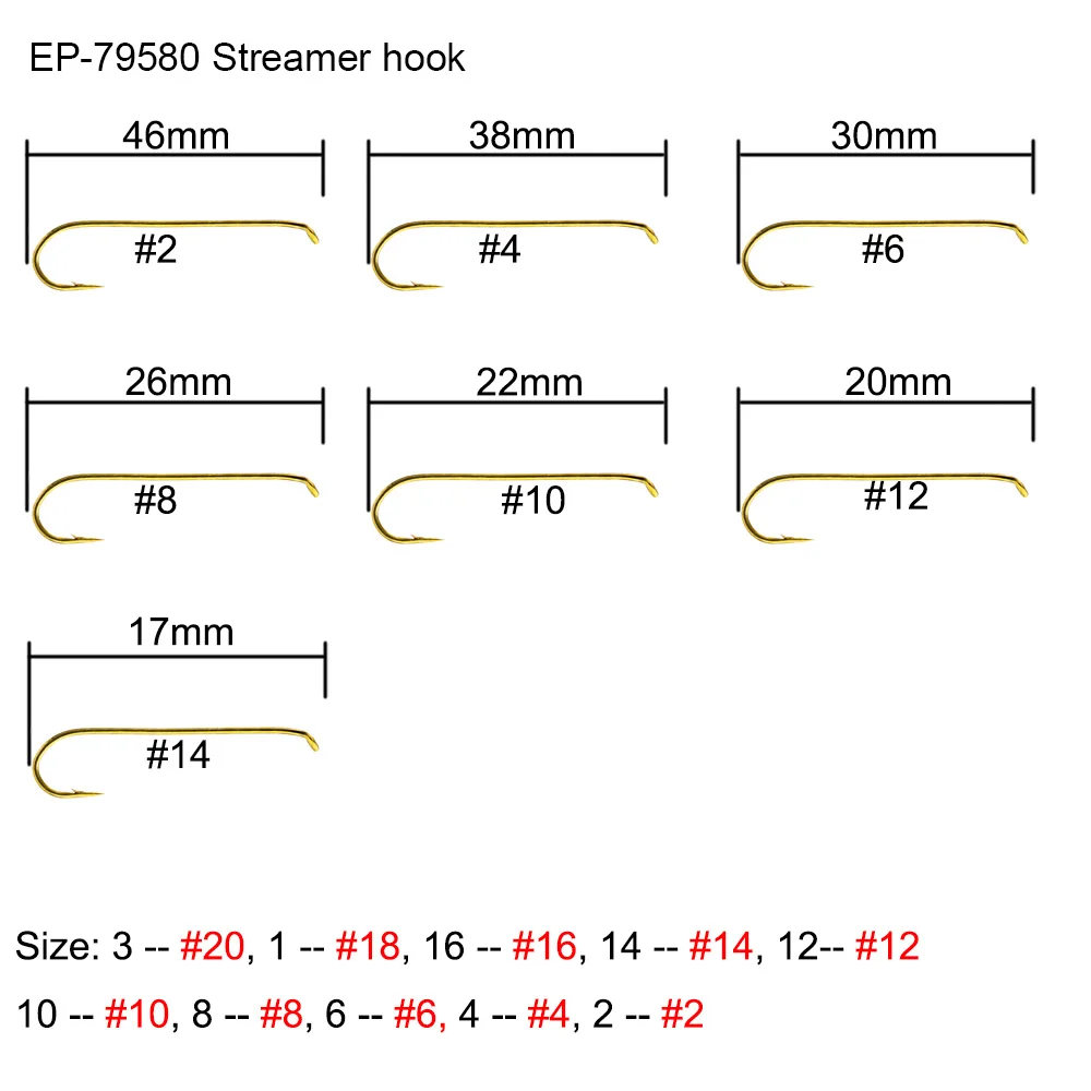 Eupheng, 100 шт., рыболовные крючки для стримера, стальная головка, Нимфа, мокрая кованая Барб, бронза, никель, муха, рыболовные крючки - Цвет: EP-79580