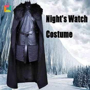 

Game of Thrones Black Crow Set Top Cloak Armor Vigil Costume Jon Snow Snow and Fire Song Set cosplay Glittery