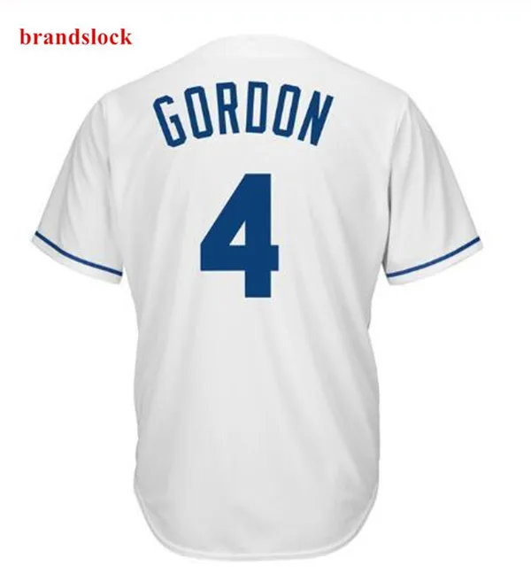 Новинка 13 Perez 15 Merrifield 5 Brett 16 Jackson 4 Gordon Jersey Kansas City мужские бейсбольные майки белого и синего цвета - Цвет: Синий