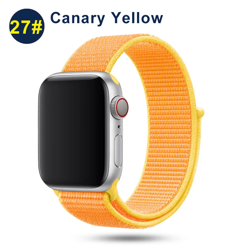 Ремешок UEBN для Apple Watch Series 5 4 3 band 44 мм/40 мм Спортивная петля для iwatch band 5 42 мм 38 мм ремешок браслет нейлоновый ремешок для часов - Цвет ремешка: Canary Yellow