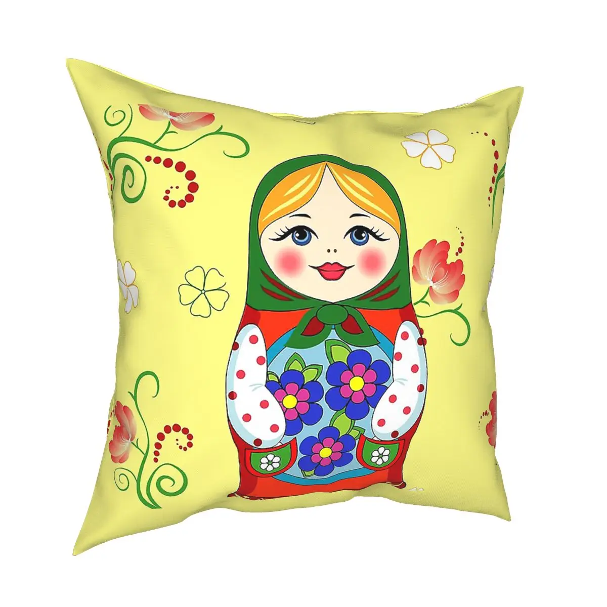

Adorable Russian Doll Square Pillow Case Polyester Throw Pillow Matryoshka Awesome Cushion Covers