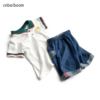 

Boys Children Clothing set 2020 Summer cotton sun Short Sleeve T-Shirt soft Jeans Beach Kid Boys girls Cartoon Clothes Sets