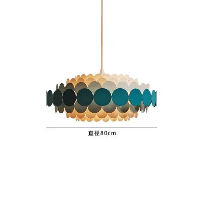 blue 80cm Северный постмодерн простая гостиная люстра ресторан спальня гостиная светодиодный Люстра E14 трехцветный свет 12 Вт акрил черный - Цвет абажура: blue 80cm