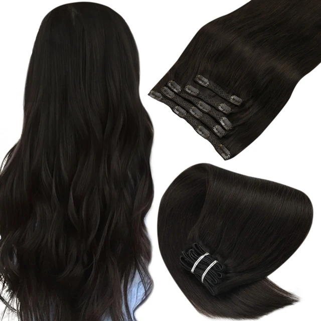 VeSunny Clip in Hair Extension Human Hair Ombre Blonde Remy Seamless Hair Extension Human Hair Brown Balayage Natural Human Hair 2