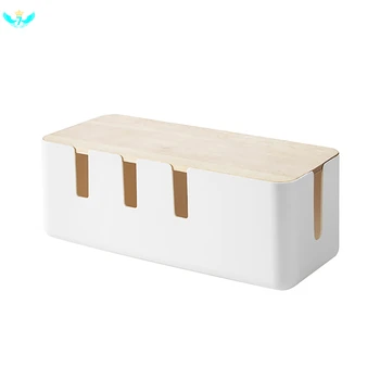 

Simple Oak Cover Hollow Cooling Power Cord Storage Box Charging Cable Storage Organizing Box DWH5