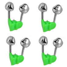 Зеленый пластиковый зажим, сигнализатор укуса, удочки рыболовные звонки, 4 штуки