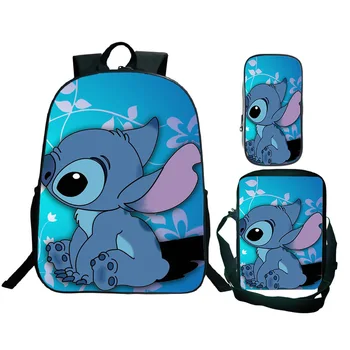 

3 Pcs/Sets Stitch Backpack Boys Girls School Daily Backpack Children's Fashion School Rusksack Pencil Case Shoulder Bag