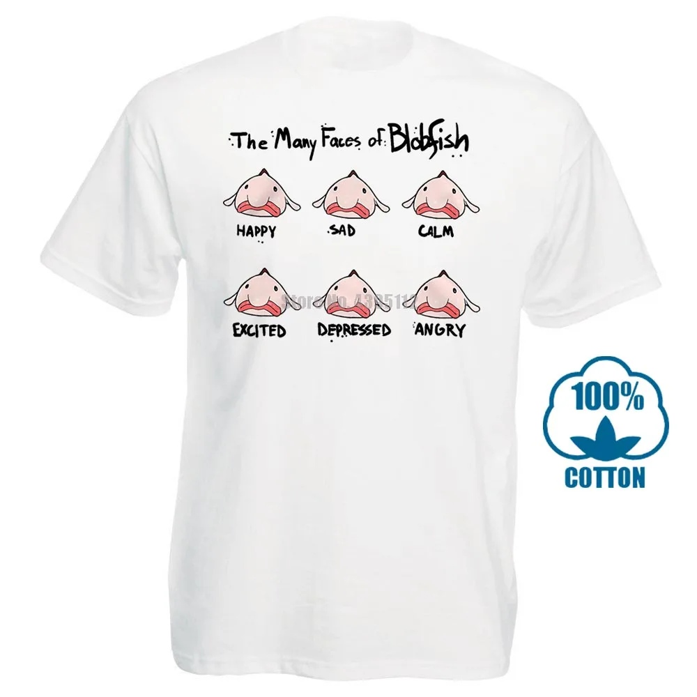 

T Shirt Blob Fish Cartoon Funny Blobfish Funshirt Faces Of Short Sleeve Mens Formal Shirts
