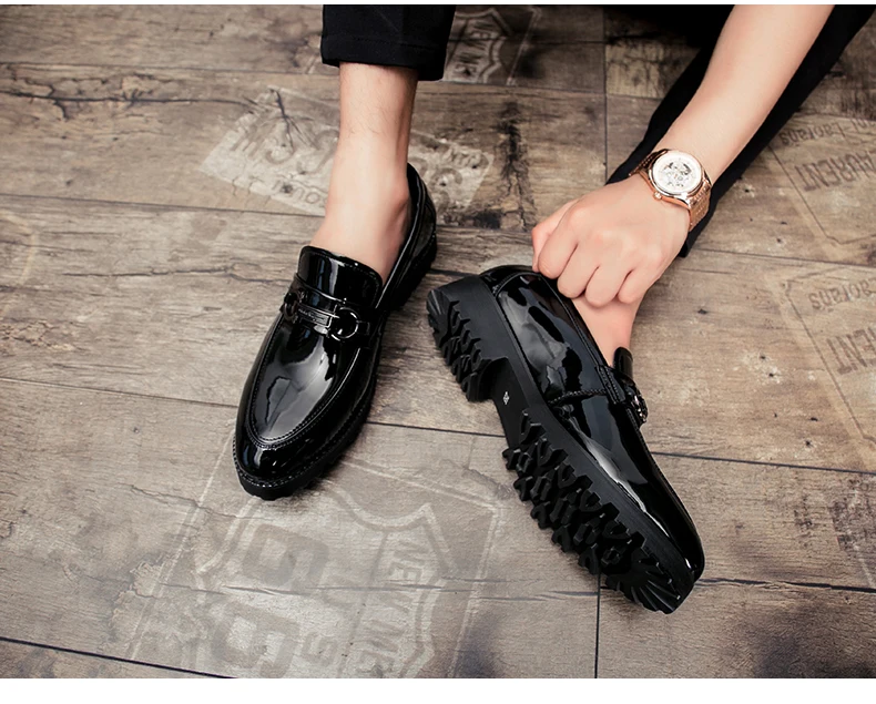 Лакированные кожаные туфли для мужчин; официальная обувь; классические мужские мокасины; итальянские Мокасины мужские туфли для вечеринок; свадебные модельные туфли erkek ayakkabi bona