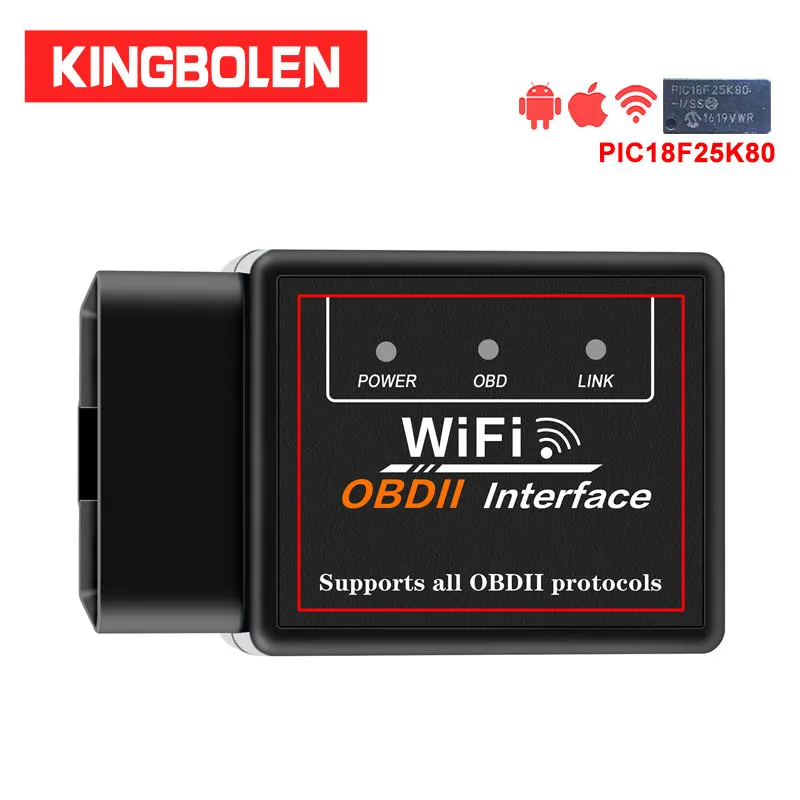 Диагностический инструмент OBDII ELM327 V1.5 WiFi чип PIC18F25K80 сканер кодов для IPhone/Android/ПК ELM