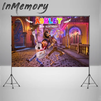 

Photography backdrop Happy Birthday Cartoon Coco Movie Children 1st Birthday Custom Photo Backgrounds Studio Backdrops Viny