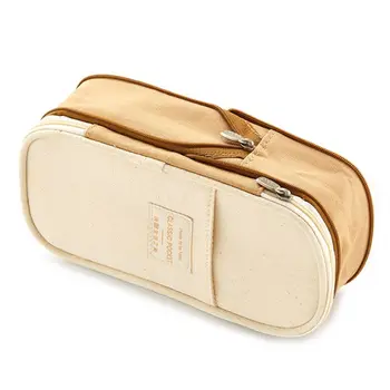 

Korea Pencil Case Macaron Color Canvas Stretch Double Layer Large Capacity Pencil Box Pencilcase Kids School Stationery D08B
