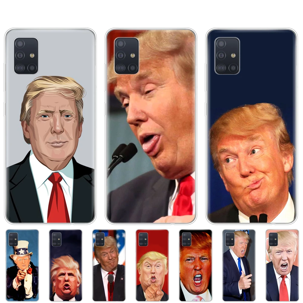 silicon phone cover case for samsung galaxy A31 A41 A51 A71 A01 A81 A91 A30S A20S A50S M30S M40S Donald Trump stupid face | Мобильные