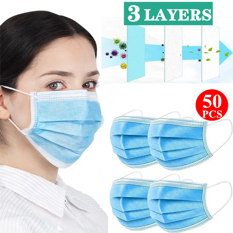 

3 Layer Face Mask Design Disposable Good Quality Protection Respirator Mouth Mask MascarasProtectio Anti-Pollution#W