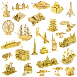 3d metal puzzle latão ouro modelo kits montar quebra cabeça brinquedos de presente para crianças