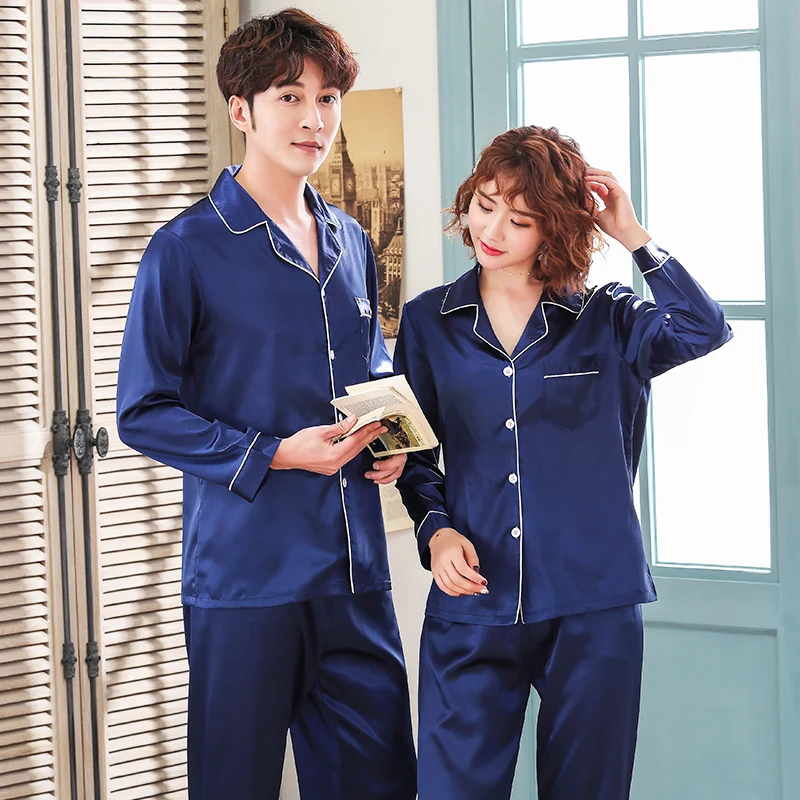 Oversize Lounge Sleep Shirt Luxury Pajama Suit Satin Nighties Sets Couple Sleepwear Family Relax Men Loungewear Home Clothing