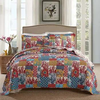 

230x250cm 3PCS Cotton Bedspread Quilt Sets Floral Printed Sheet Coverlet Sofa Blanket Beddings for Home Hotel Super Comfortable