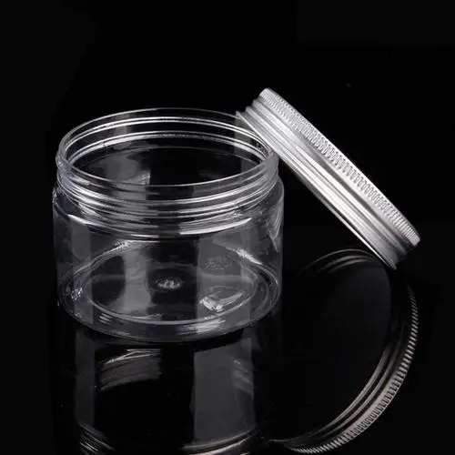 Make Up Storage Jar Cosmetic Plastic Clear Container Aluminum Lid Small Bottle30ML/40ML/50ML/60ML/80ML/100ML/120ML/200ML/250ML