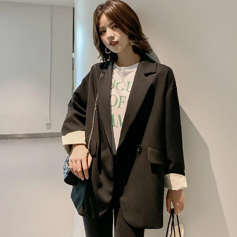 

Women's suit 2019 autumn new long-sleeved suit jacket female Casual business lady jacket Solid color loose large size top