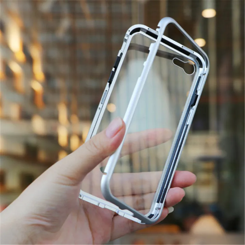 Металлический магнитный адсорбционный чехол для iPhone 7 8 Plus, чехол для iPhone X XR XS Max 6 6 S, закаленный стеклянный магнит, защитный чехол