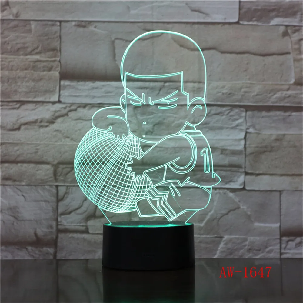 

USB 7 меняющихся цветов 3D светодиодный симпатичный ночной Светильник для баскетбола домашний декор настольная лампа Детский Светильник для сна подарок для детей 1647