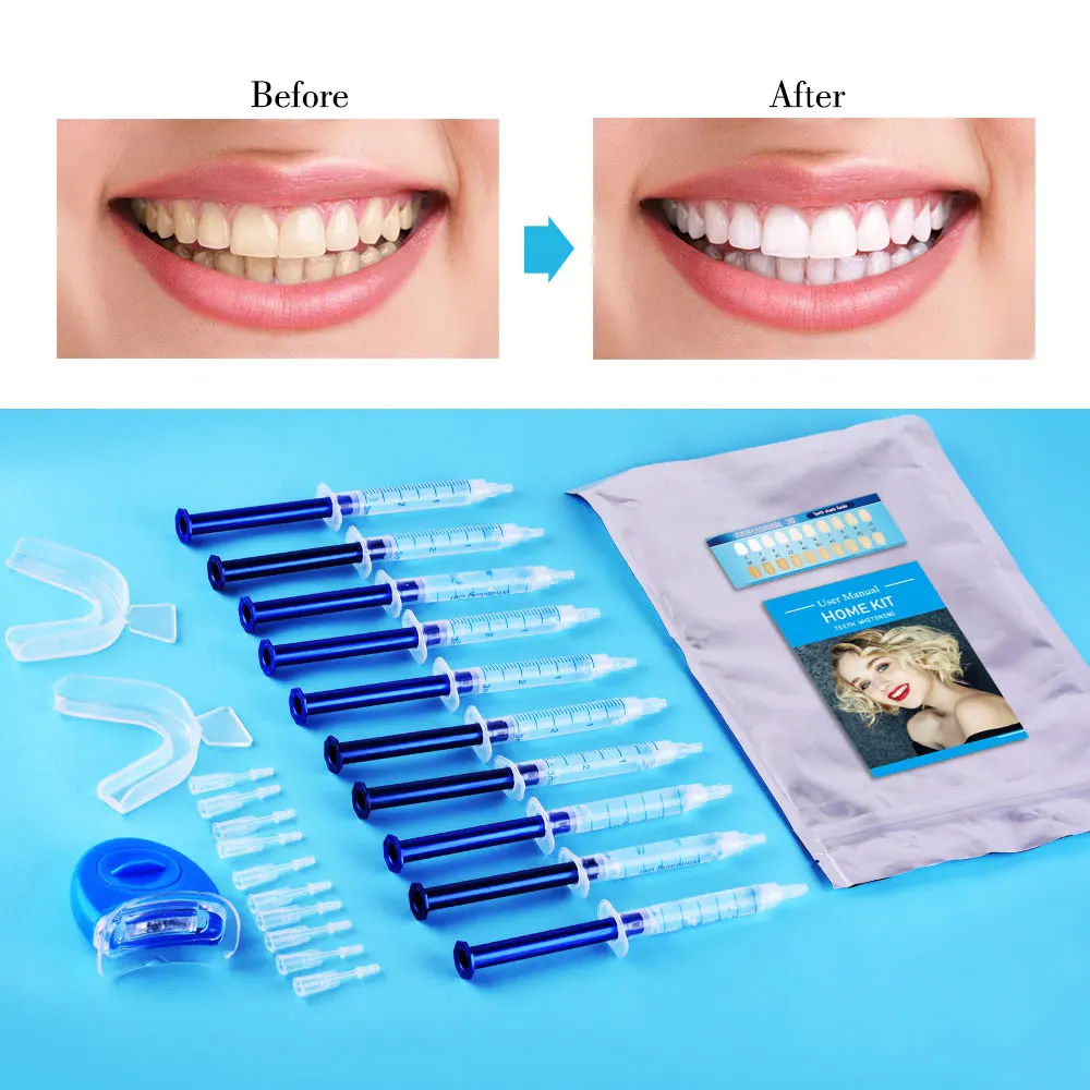 Teeth Whitening 44 Peroxide Dental Bleaching System Gel Kit Bright Teeth Whitener Dental Equipment 10 6 3pc With Led Lights Teeth Whitening Aliexpress