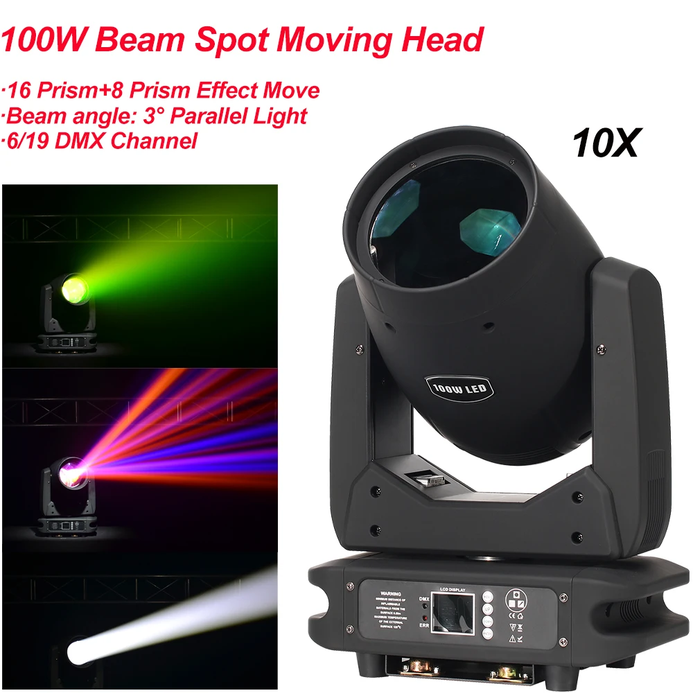 

10Pcs/Lot Professional Music Stage Lighting 100W LED Beam Spot 2IN1 Moving Head Light DJ Disco Nightclub Party DMX Concert