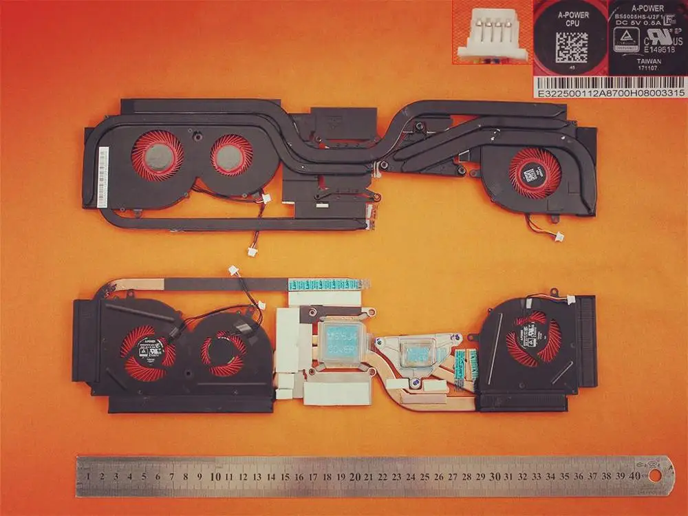 

New Laptop Cooling Fan for MSI GS63VR Red Blades(CPU + GPU Fan With Heatsink) PN:BS5005HS-U2L1 BS5005HS-U2F1