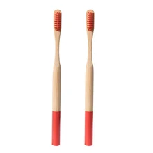 2Pcs Eco-Friendly Natural Bamboo Charcoal Toothbrush Soft Bristle Wooden Handle Adult Teeth Clean Travel Tooth Brush