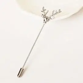 Yiwu Retro Small Deer Head Elk Long Brooch Men Suit Collar Pin Yiwu F007
